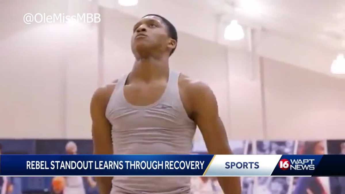 Ole Miss guard Daeshun Ruffin working his way back to the court