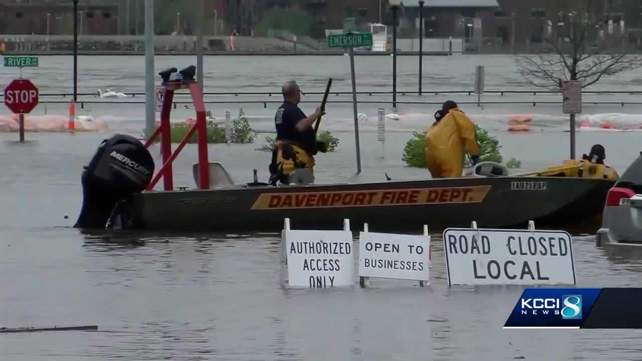 Floodwaters Swallow Downtown Davenport After Levee Breach