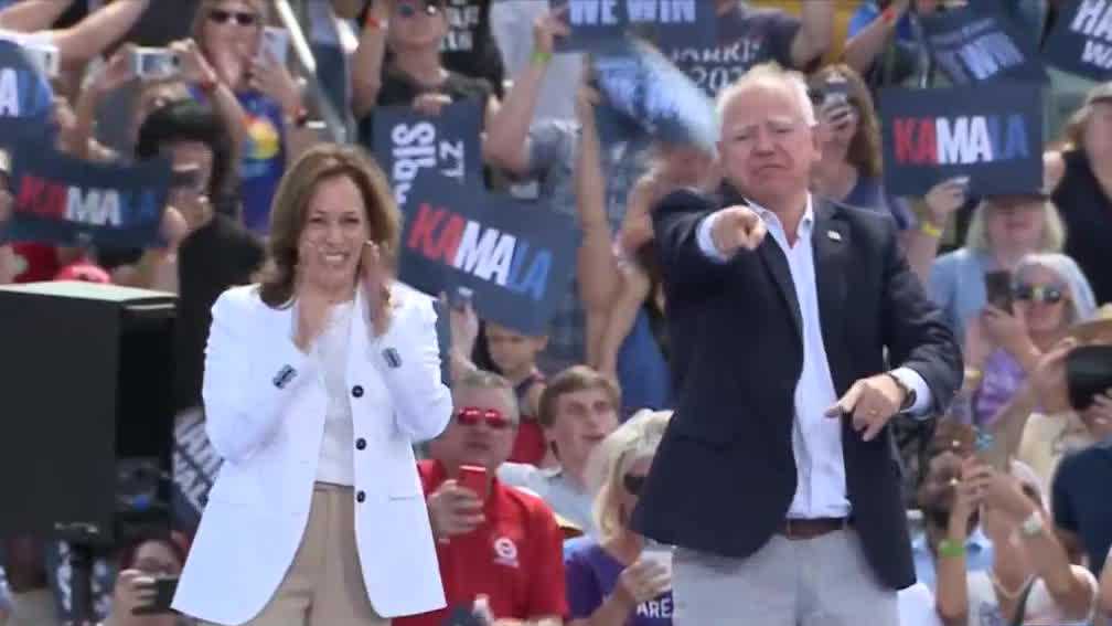 Harris, Walz rally voters in Eau Claire, stress swing state role