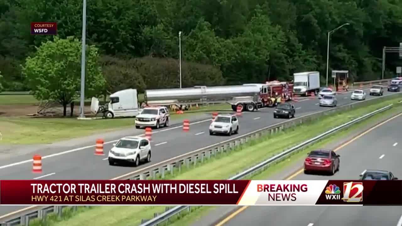 Winston-Salem: Tractor Trailer Crash Causes Diesel Fuel Spill