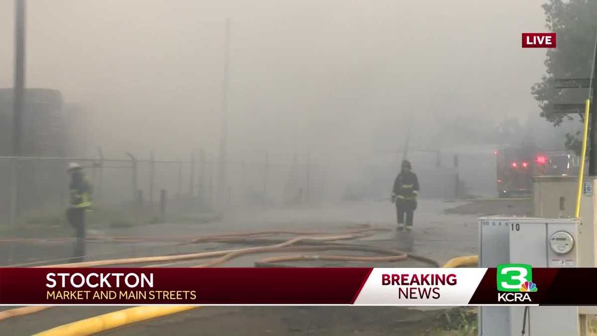Crews make progress on pallet fire burning in Stockton