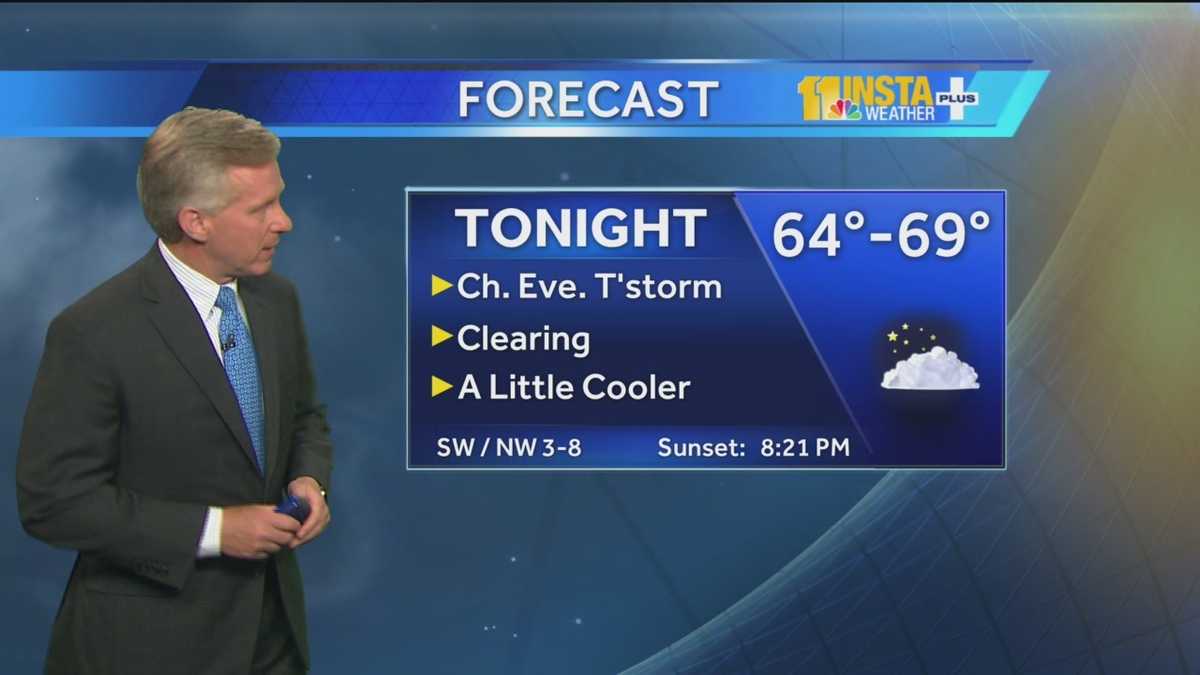 Chance of showers, temps in 60s Thursday evening