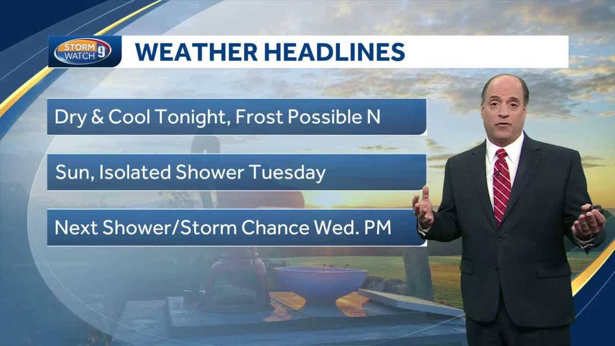 NH weather forecast Dry, cool Monday night