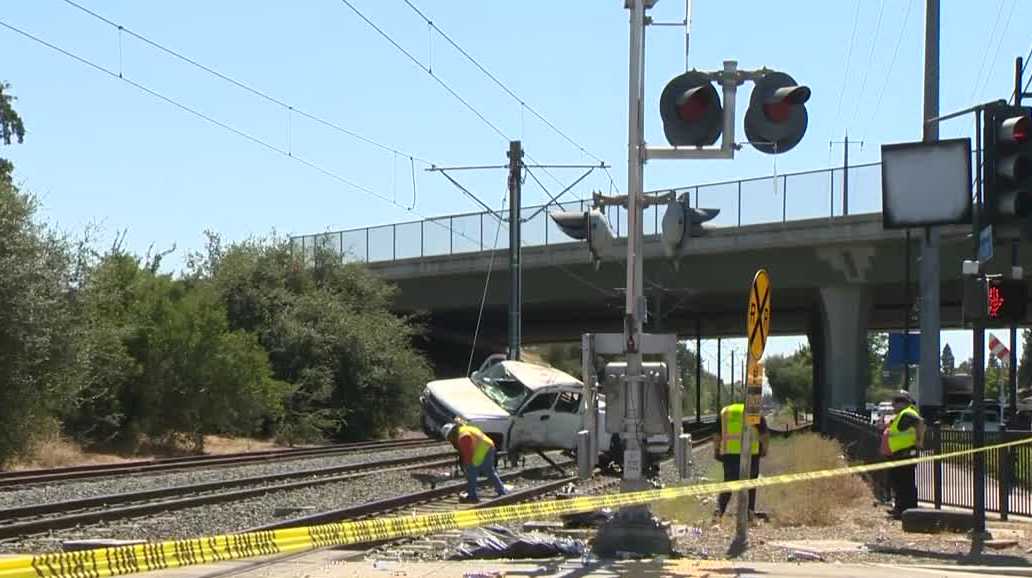 Person taken to hospital after truck collides with SacRT train