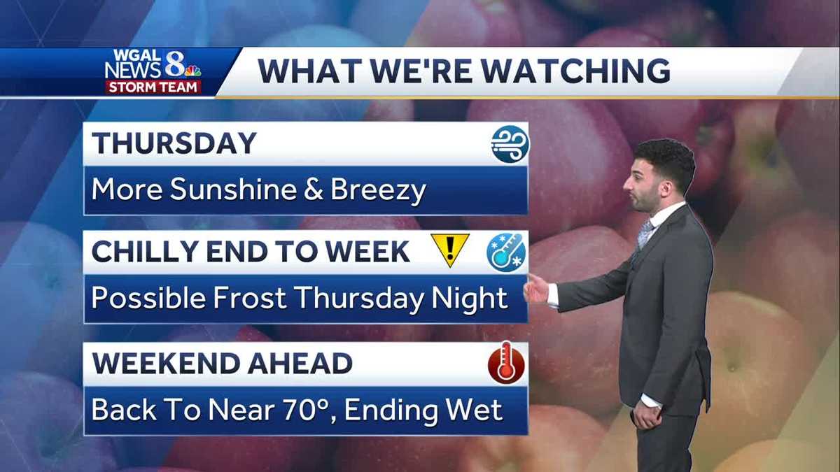 Cooler & breezy Thursday; frost possible Thursday night in south ...