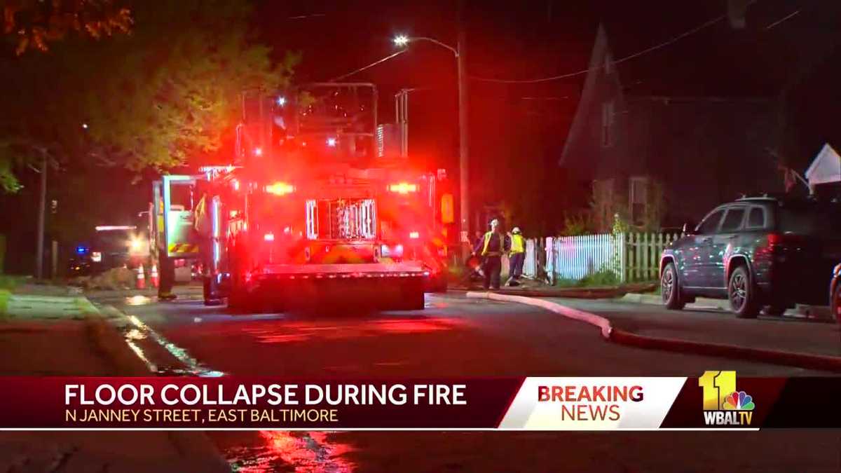 Floor collapses during east Baltimore house fire