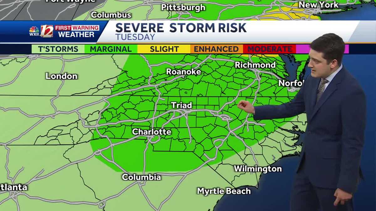 Isolated storms in the Triad Monday afternoon, better chance Tuesday