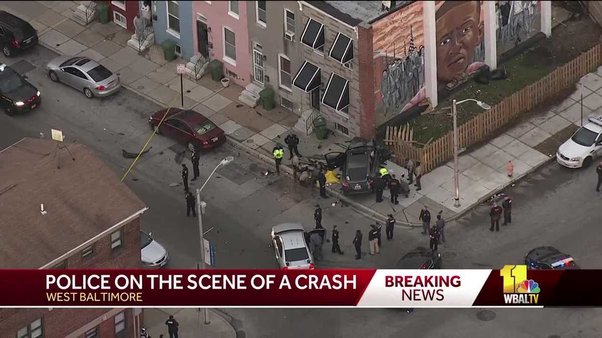 Car sought by police crashes into west Baltimore house