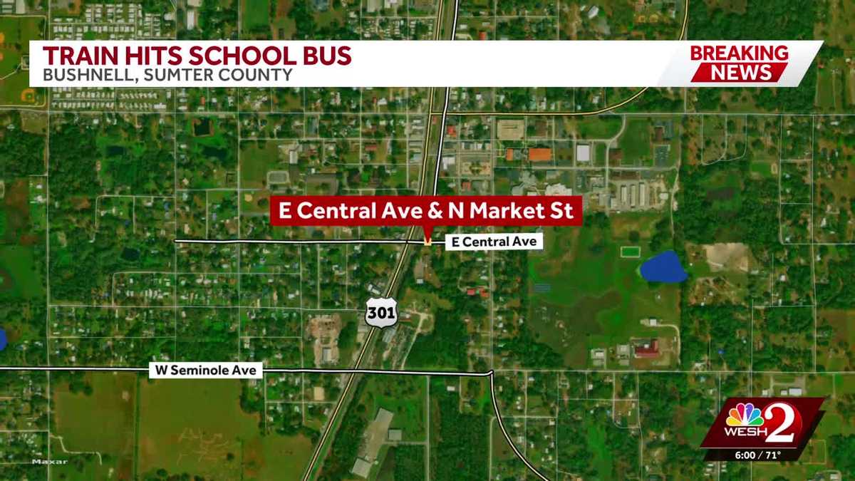 Train clips back of school bus in Sumter County
