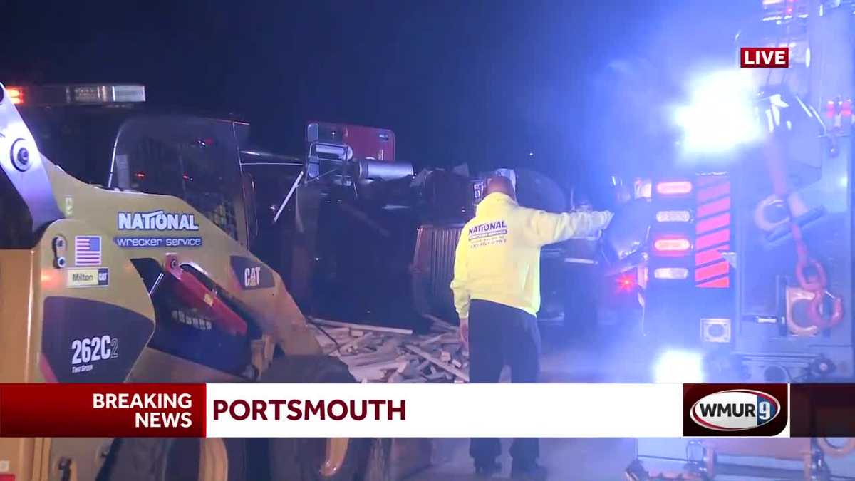 Tractor-trailer rollover shuts down Interstate 95 in Portsmouth