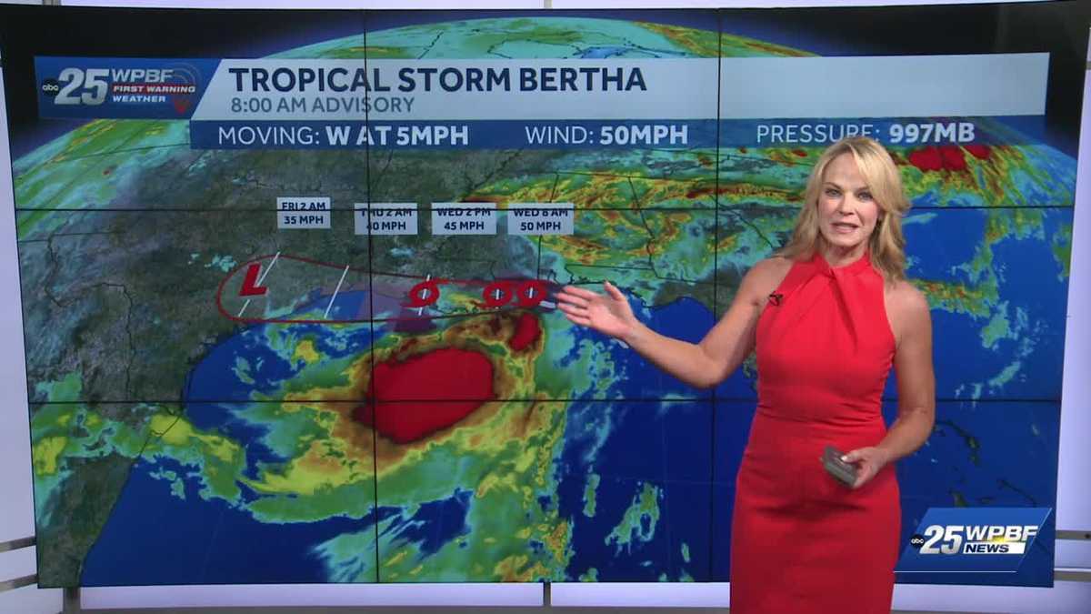 Tropical Storm Bertha heads toward southern Louisiana with 50 mph winds