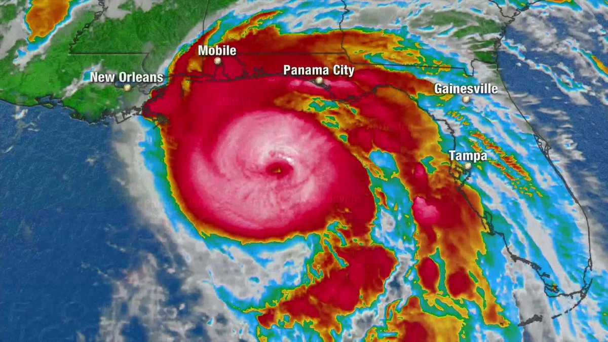 Hurricane Michael satellite image and track