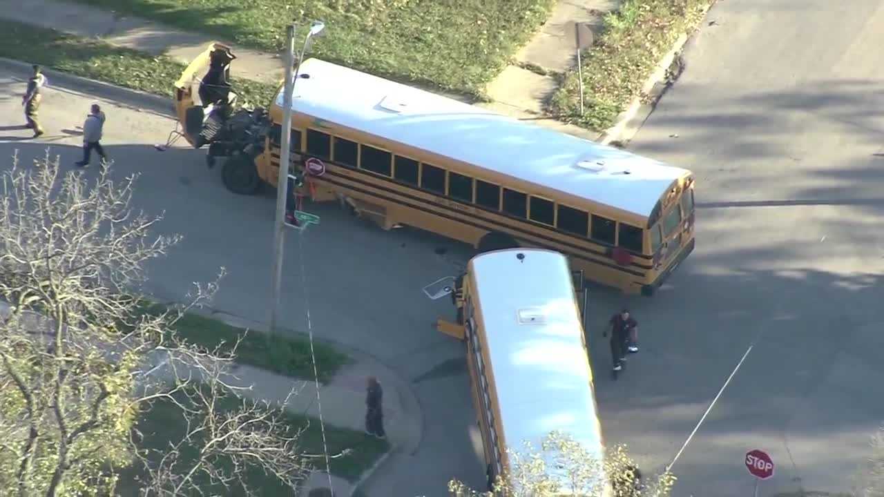 No serious injuries after two school buses crash in Kansas City