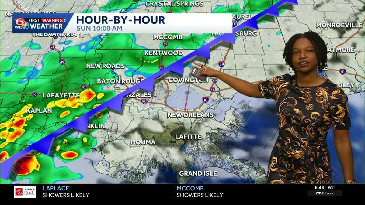 Mostly cloudy with spotty showers for Sunday before heavy rain Monday