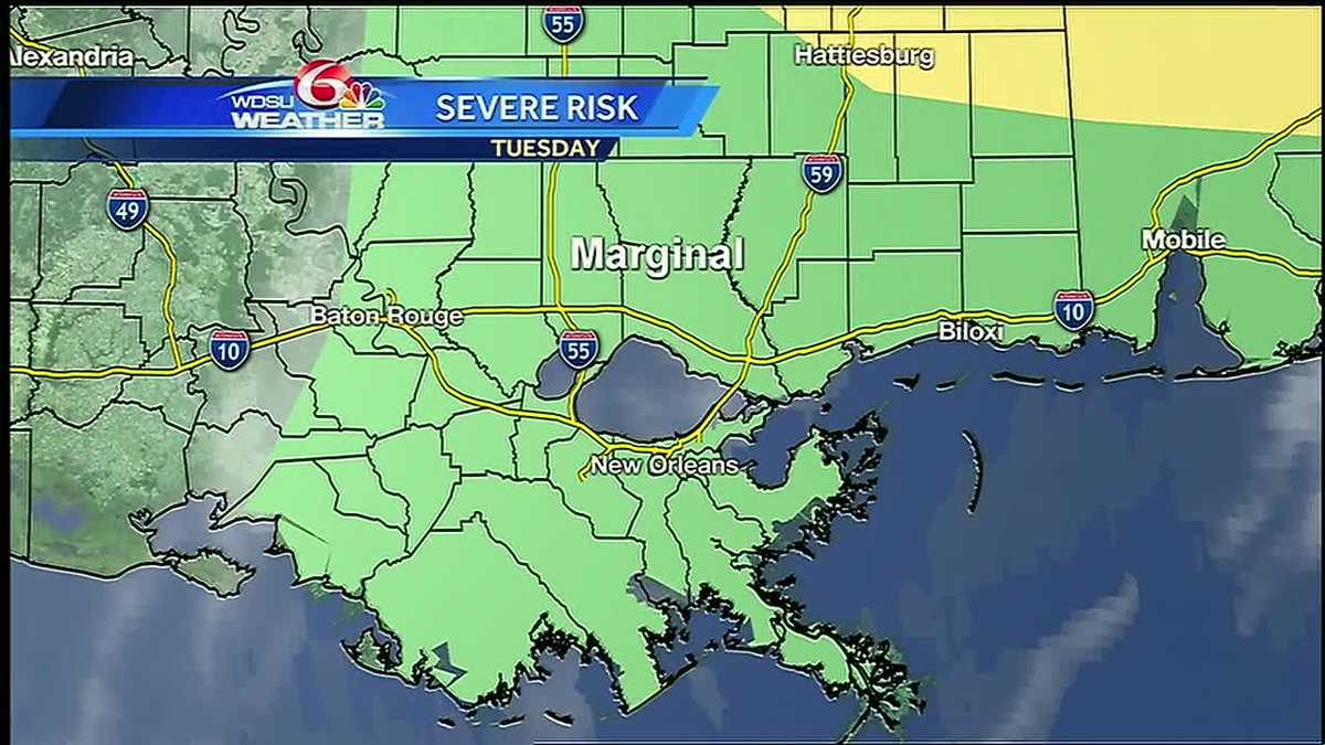 Monday Night: Marginal risk severe storms Tuesday