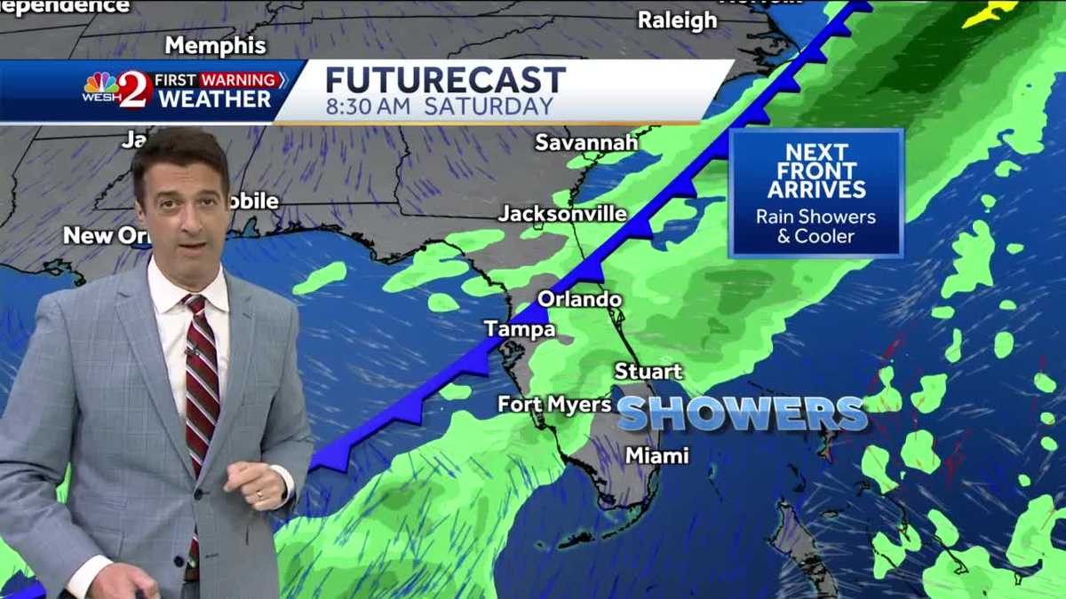Near record heat Friday then turning cooler and wet this weekend.