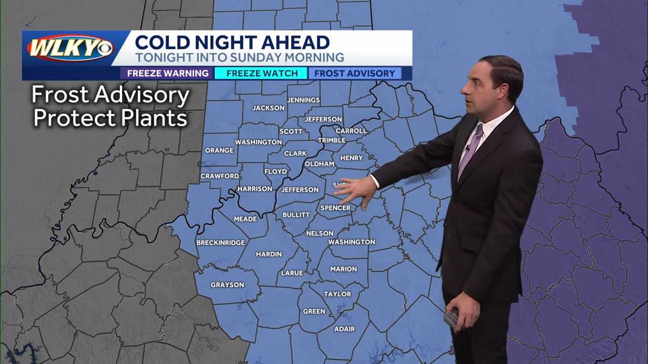 Frost advisory tonight then milder Sunday