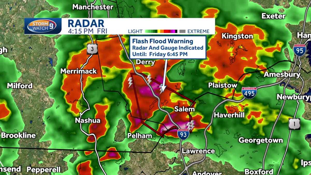 Flash flood warning issued for parts of southern NH