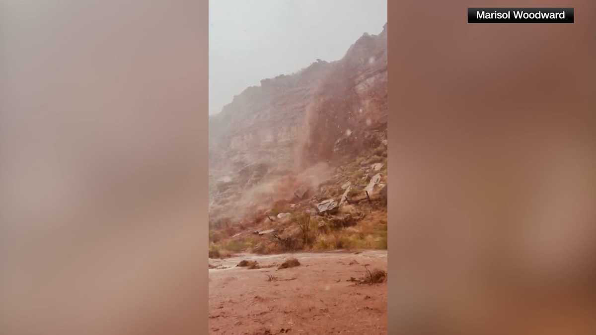 Video shows water pouring over a cliff at Zion National Park in Utah