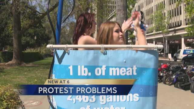 'Naked' PETA demonstration at state Capitol causes concern