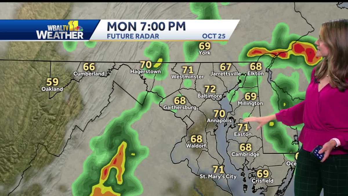 Thunderstorms approach Monday evening