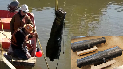 Buried deep underwater, several cannons surface from America’s pastwbbh
