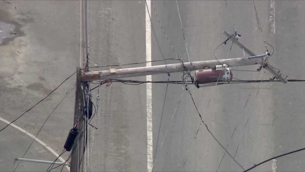 Snapped utility pole contributes to gridlock in Revere