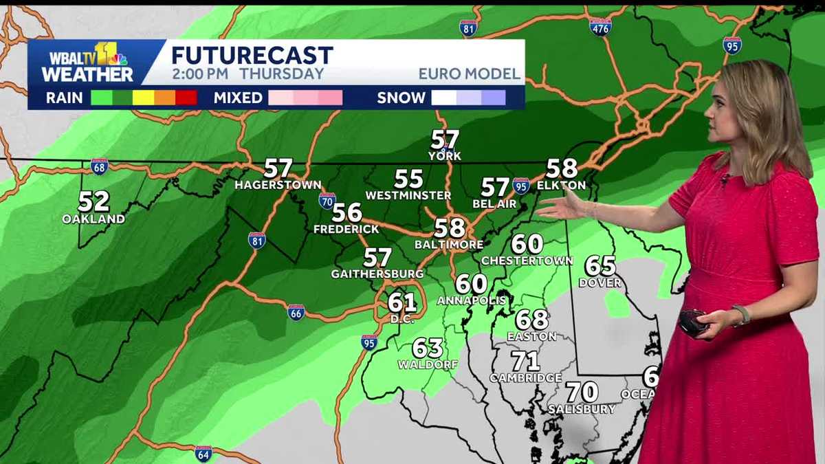 Cooler and rainy Thursday in the Baltimore area