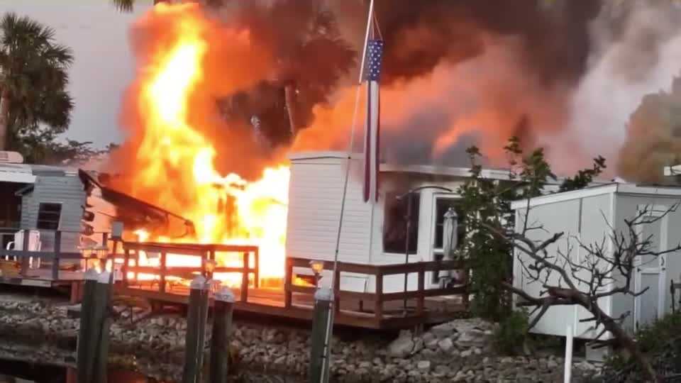 Photos: Crews respond after mobile homes catch fire in Punta Gorda