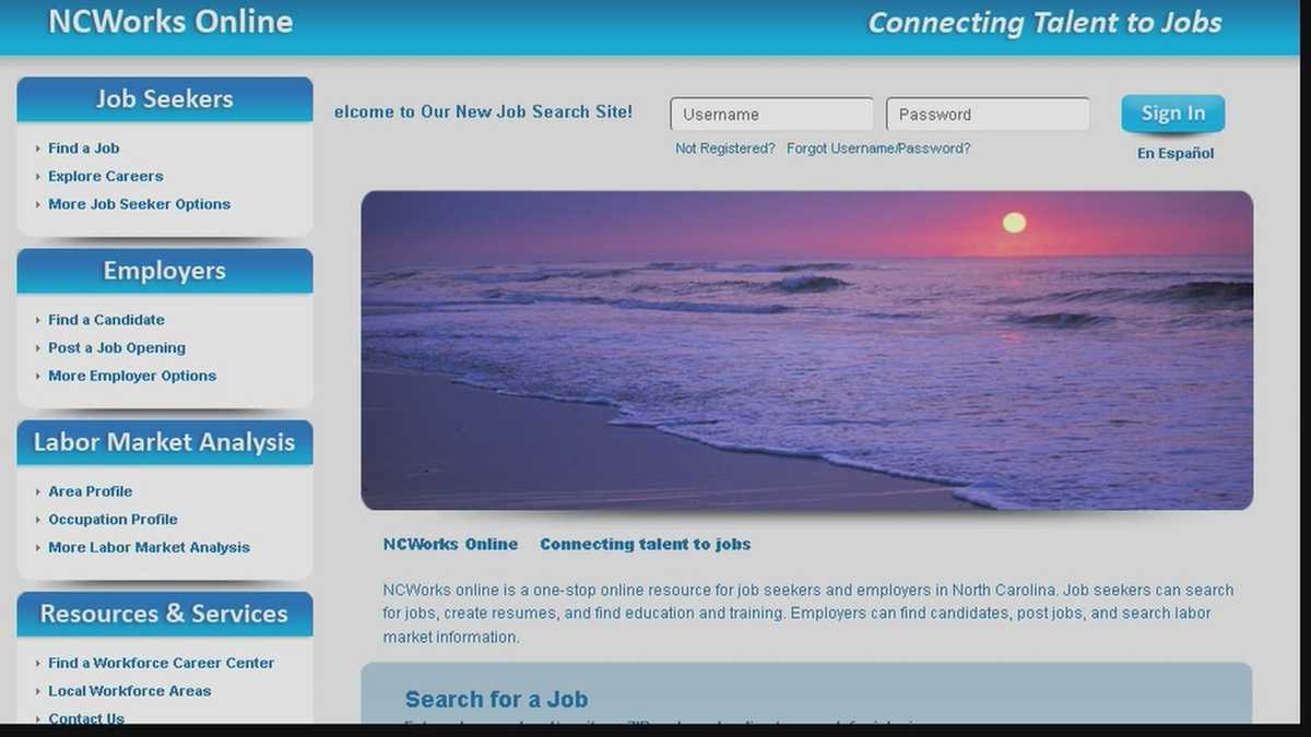 New North Carolina jobs website