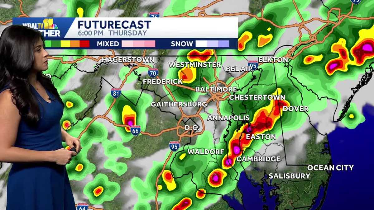 Thunderstorms and possible flash flooding for Maryland Thursday