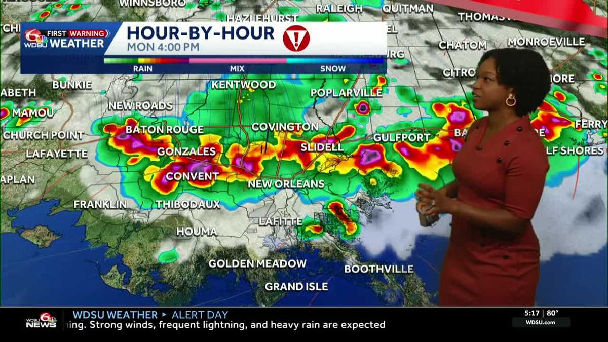 Alert Day: Strong to severe storms expected throughout Monday afternoon across Southeast Louisiana
