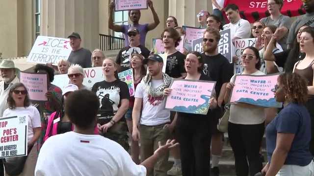 Residents voice concerns outside Metro Hall over hyperscale data center set for Rubbertown