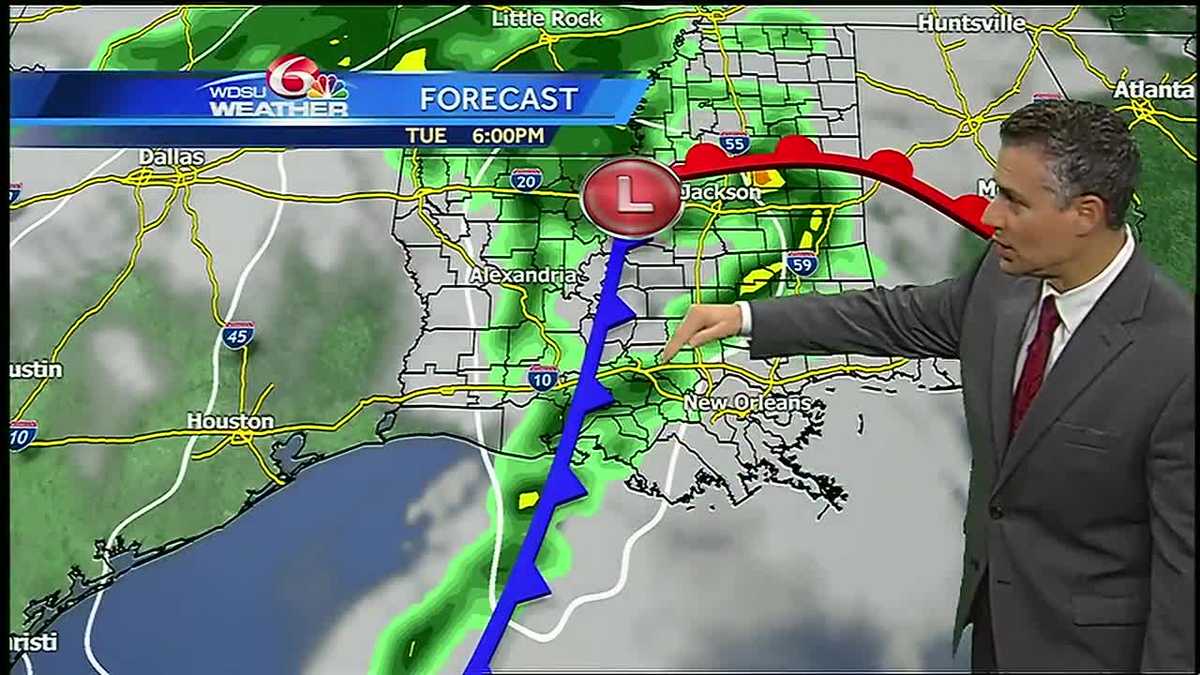 Tuesday evening: cold front to bring chance of severe weather