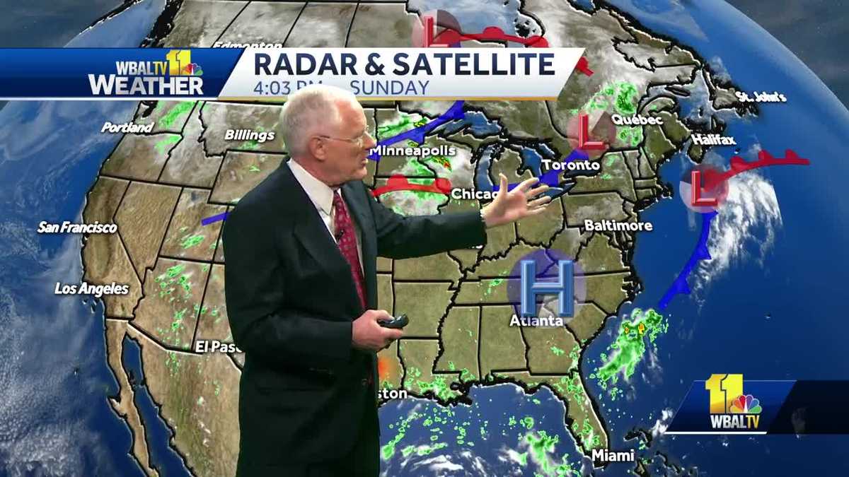 Humid, isolated shower possible Monday