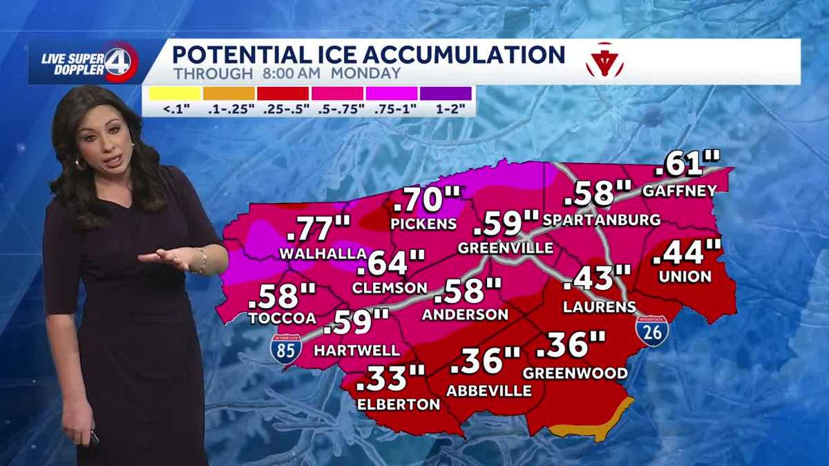 South Carolina: Ice storm timing, totals