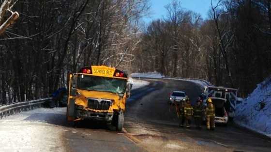 Driver dies in crash with school bus