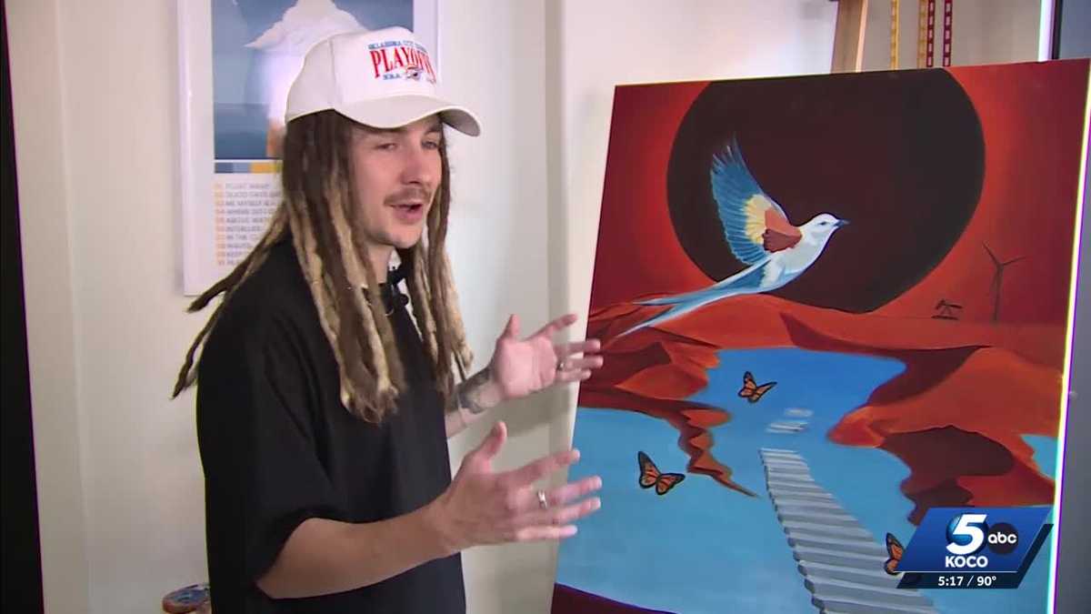 Oklahoma artist paints live on Thunder court for charity