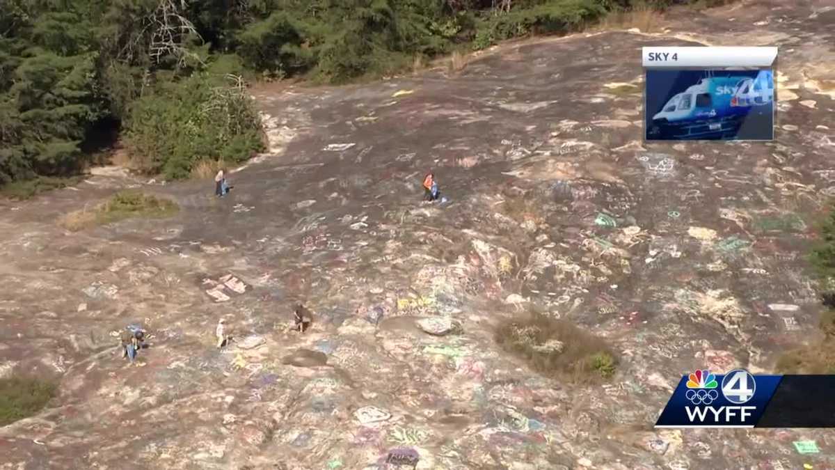 Bald Rock graffiti cleanup underway in Greenville County
