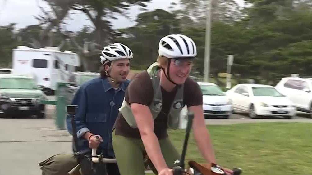 Cyclist rides California coast on tandem bike for mental health, invites others along