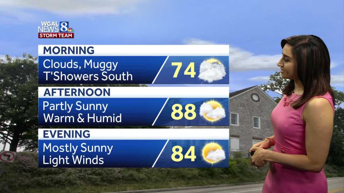 Showers ending, warm and humid today
