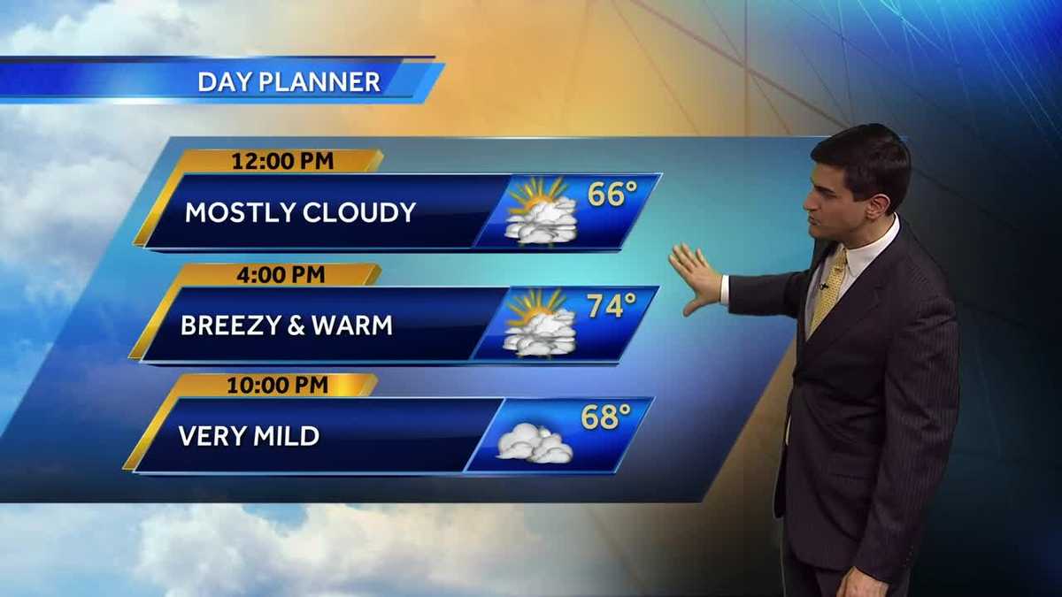 Breezy and warm Monday