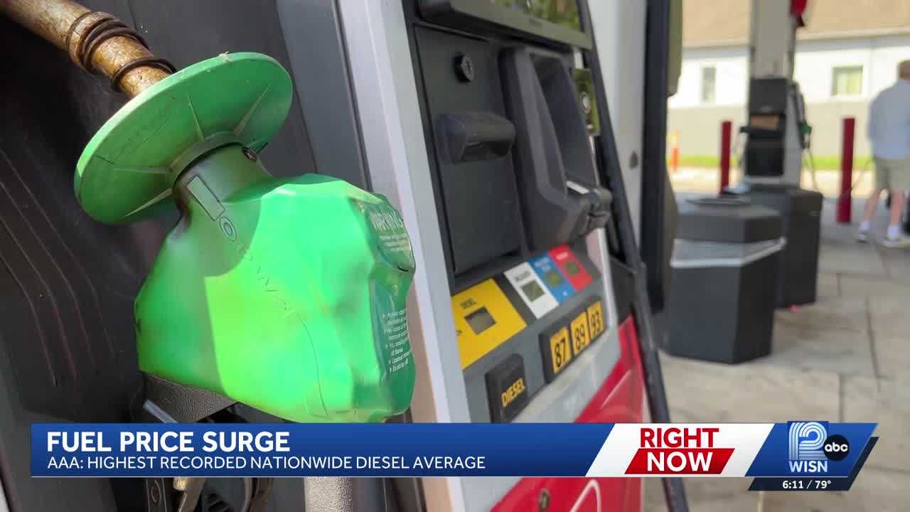 wisn.com - Zoie Henry - Diesel prices rise nationally, impacting gas and grocery costs in Milwaukee