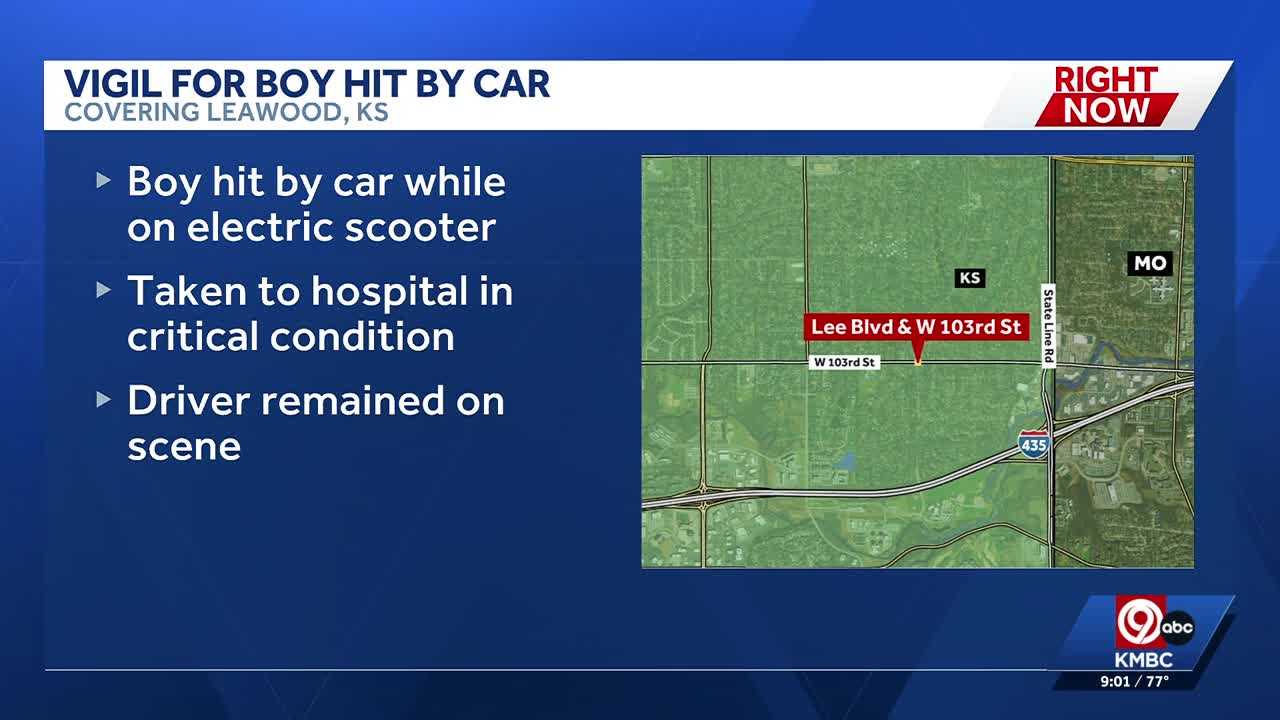 Community holds vigil for boy critically hurt in Leawood scooter crash