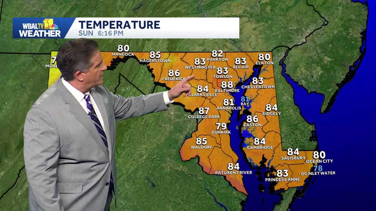 Cooler and less humid to start the work week