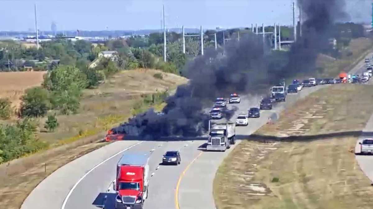 Interstate 80 vehicle fire: No one hurt - KETV