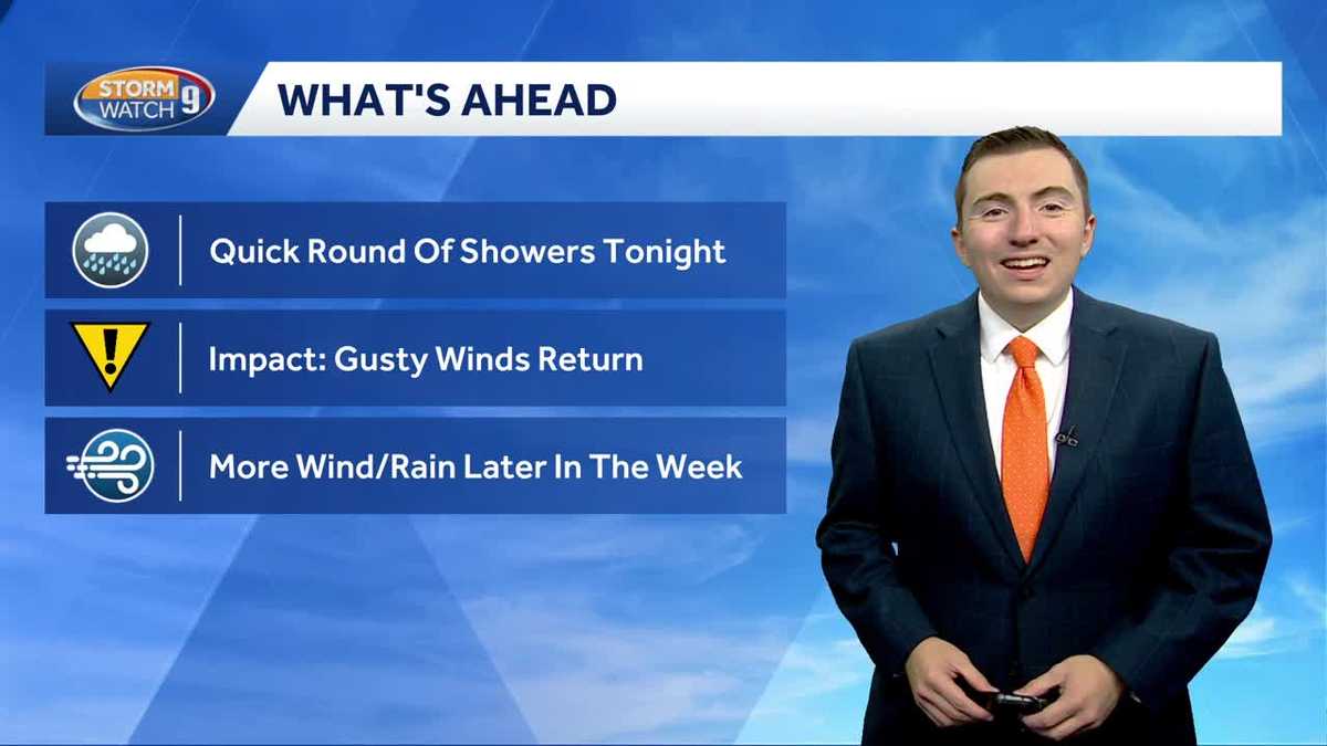 Video: Gusty winds follow overnight showers in New Hampshire