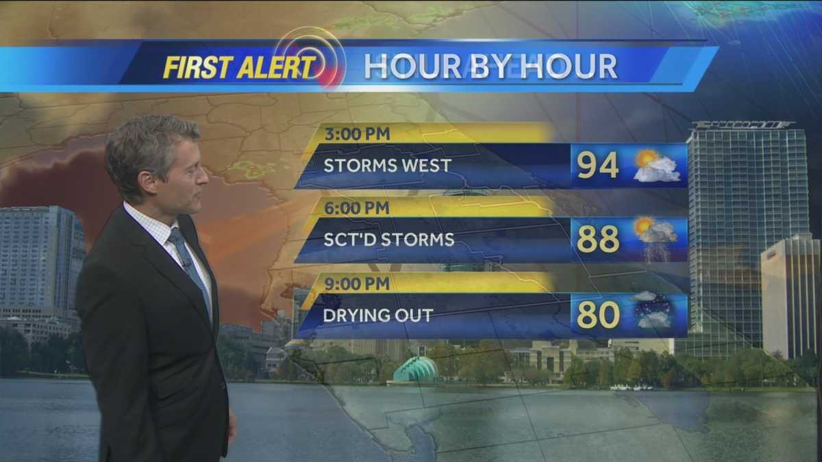 Scattered thunderstorms Monday evening