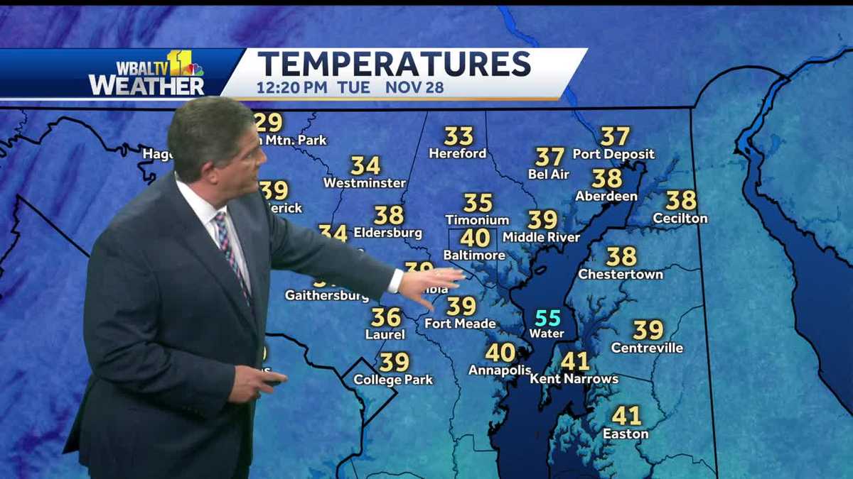 Very cold in Maryland with temps only in low 40's