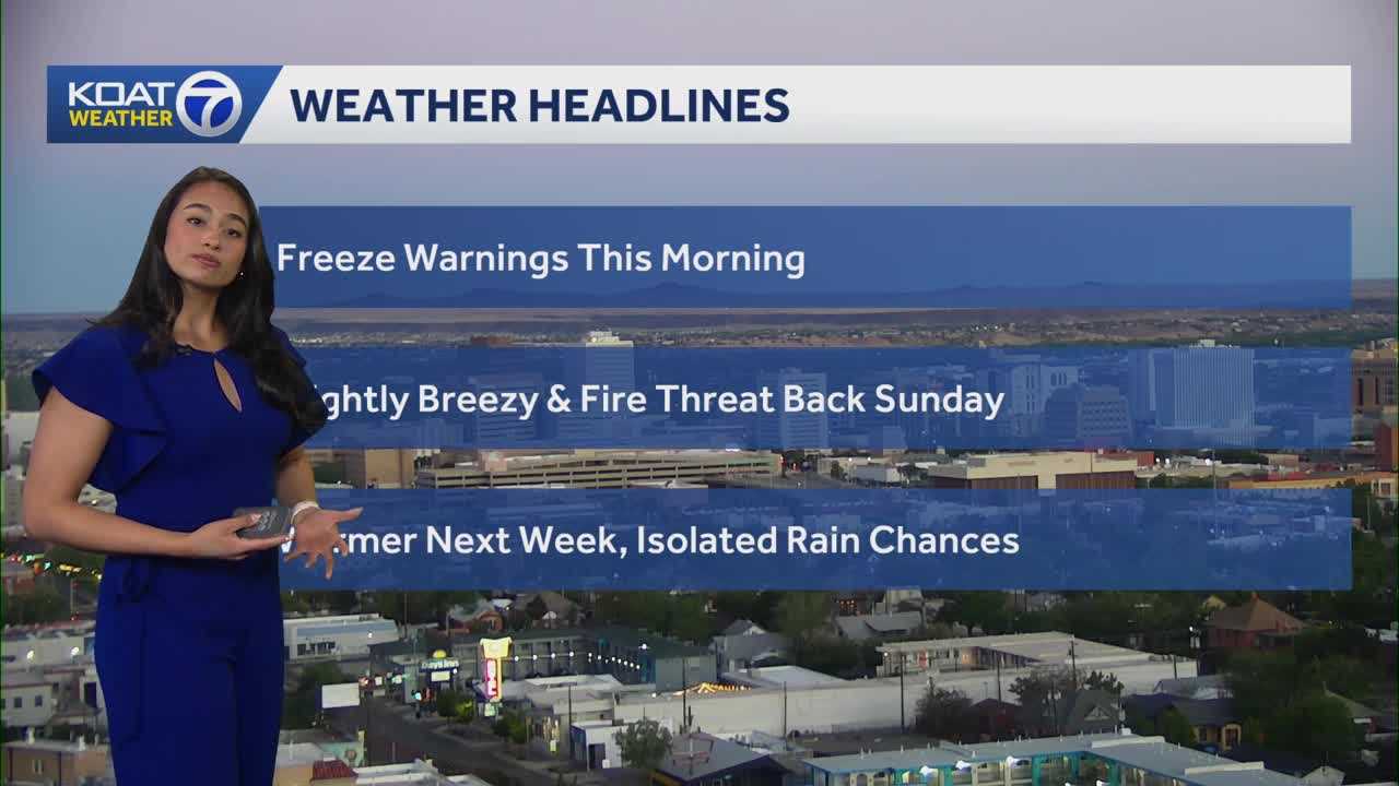 Freeze warnings this morning, slightly breezy and fire threat back Sunday